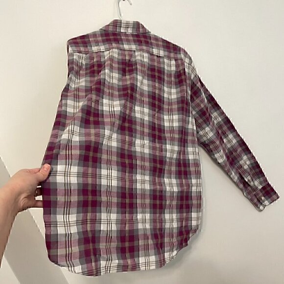 J. CREW Mens Madras Shirts Tailored Purple Gray Plaid Long Sleeve Button Down L - Picture 15 of 15
